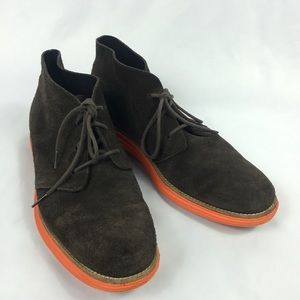 Cole Haan Brown Suede Lunagrand Orange Sole Shoes